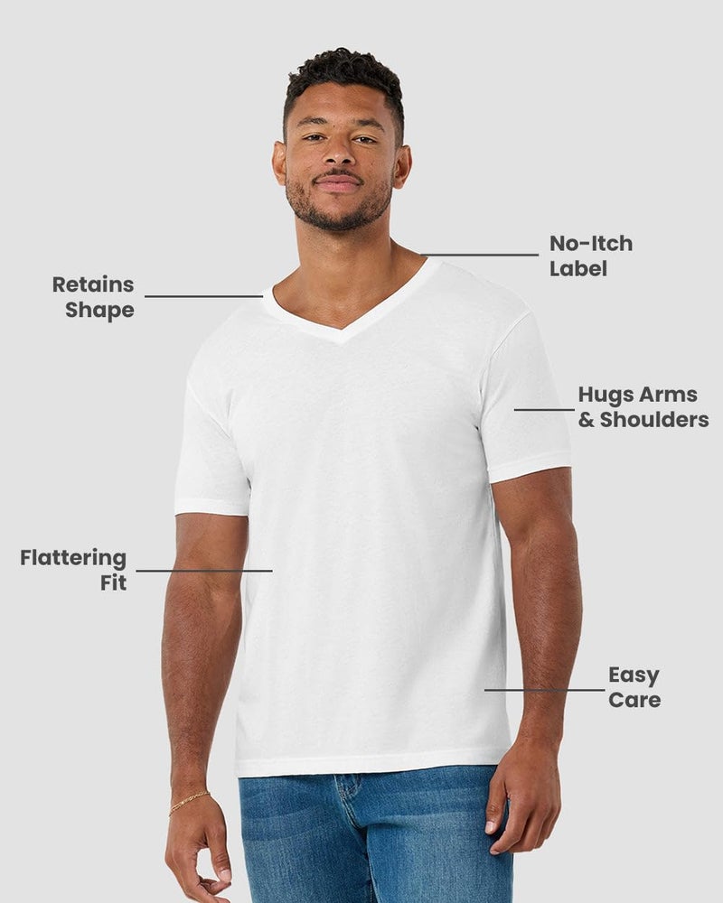 INTO THE AM V Neck T Shirts Men Fitted Casual Soft Plain Sleep Vneck Tshirt Shirts for Men (White, X-Large) - Image 3
