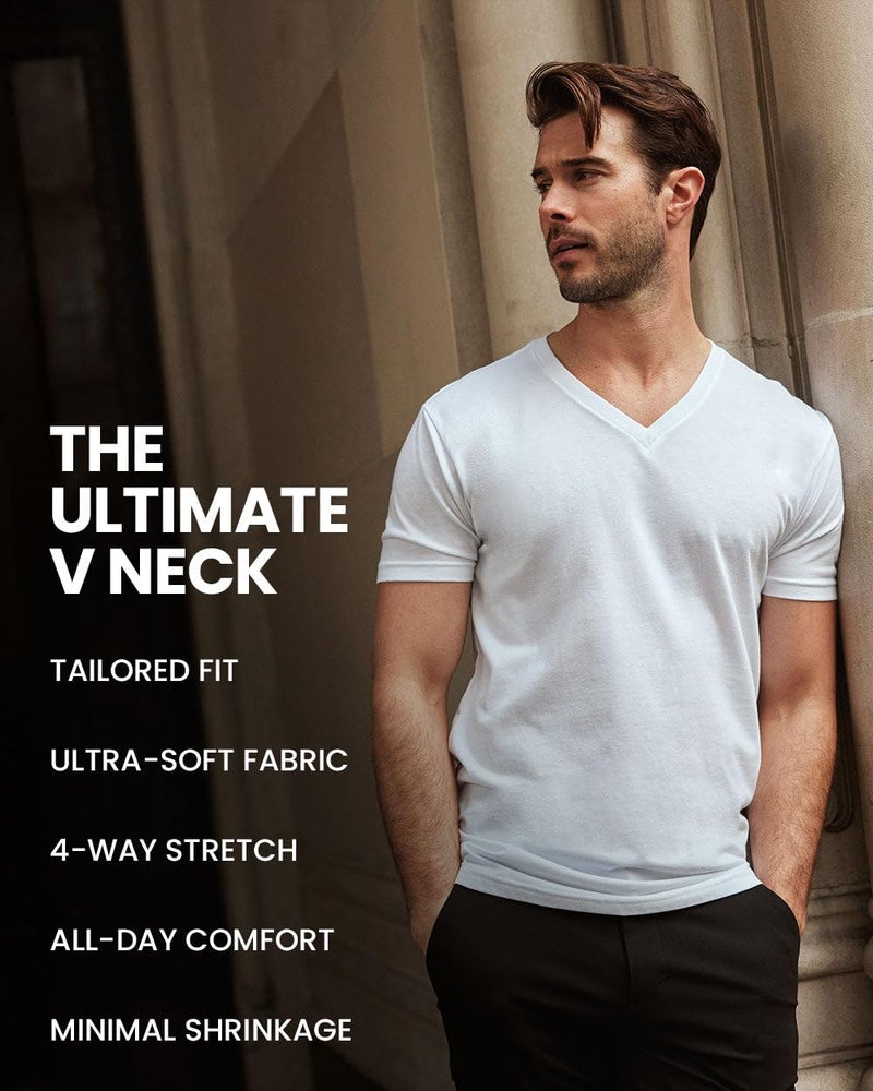 INTO THE AM V Neck T Shirts Men Fitted Casual Soft Plain Sleep Vneck Tshirt Shirts for Men (White, X-Large) - Image 4