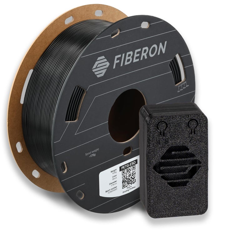 Polymaker Fiberon PETG-ESD Filament 1.75mm Black 0.5kg â€“ Electrostatic Discharge Safe, Tough PETG 3D Printer Filament for Electronics Industry - Image 1
