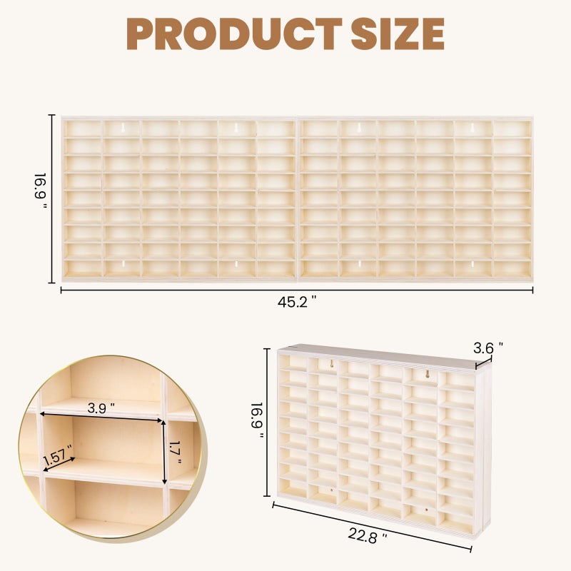 WodGod 1:64 Model Car Wooden Display Case,108 Grids,Storage Display Shelf,for 1/64 Scale Toy Cars,Wall Mount ,Model car Display Organizer,Collapsible Toy Car Storage(Only One Case) - Image 2