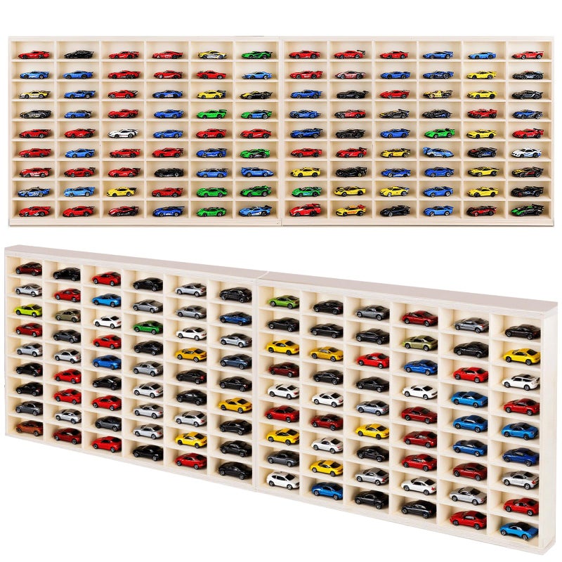WodGod 1:64 Model Car Wooden Display Case,108 Grids,Storage Display Shelf,for 1/64 Scale Toy Cars,Wall Mount ,Model car Display Organizer,Collapsible Toy Car Storage(Only One Case) - Image 1