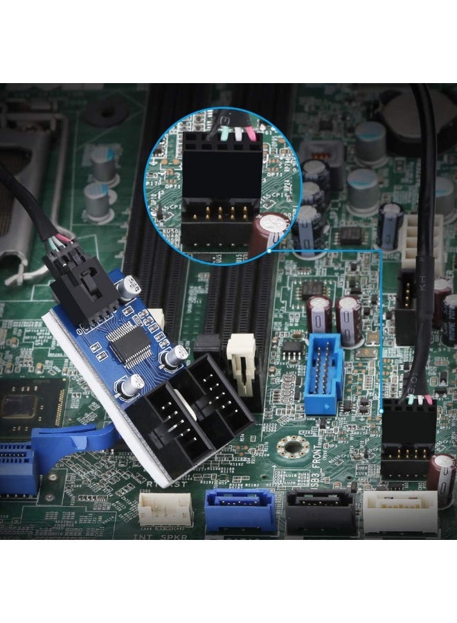 Motherboard 9pin USB 2.0 Header 1 to 2 Extension Splitter Adapter，9pin USB Header Male 1 to 2 Female Extension Cable Card Motherboard - Image 4