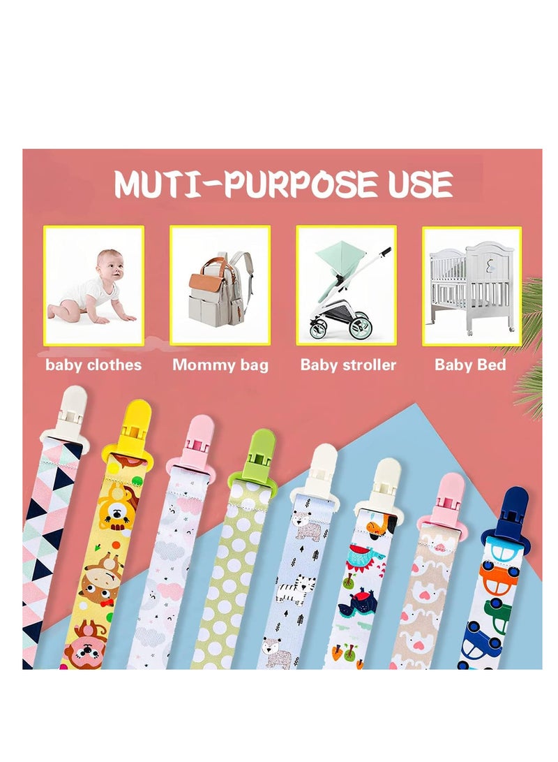 ECVV 8 Pack Baby Pacifier Clips Anti-lost clip Anti-drop Chain Universal Pacifiers Teether Holder and Leash for Baby Boys and Girls Various Patterns Unisex Baby Shower Birthday Gift - Image 5