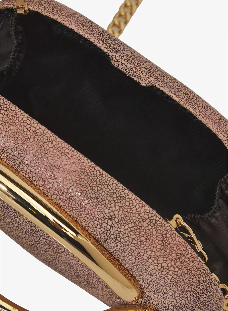 Ella Limited Edition Pink Gold Accent Embellished Metallic Clutch for Women | Best Price UAE