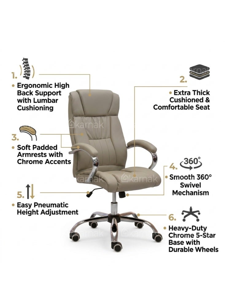Karnak Izola Ergonomic Office Chair | Executive Mesh Chair | Adjustable 360° Swivel Gaming Office Chair for Home & Office Furniture (Grey) - Image 3