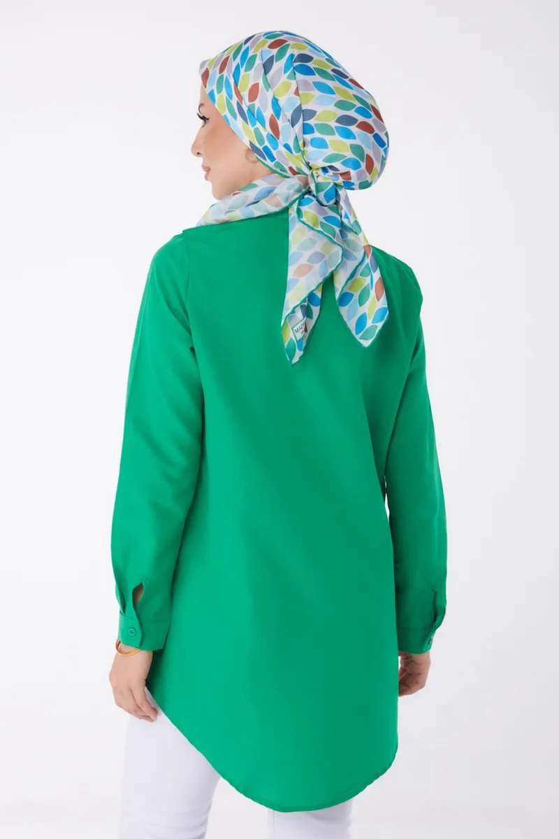 Tofisa Plain Shirt Collar Women's Green Shirt - 13247