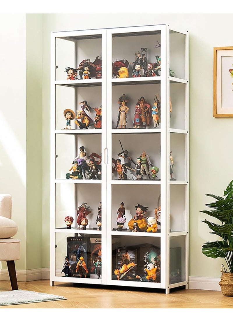 والالا خزانة عرض من الخيزران بخمس طبقات، حافظة عرض شفافة عصرية بسيطة، خزانة تحف، رف عرض زجاجي، رف منظم تخزين منزلي خشبي، خزانة كتب، رف كتب، مع باب نافذة أكريليك مزدوج - Image 1