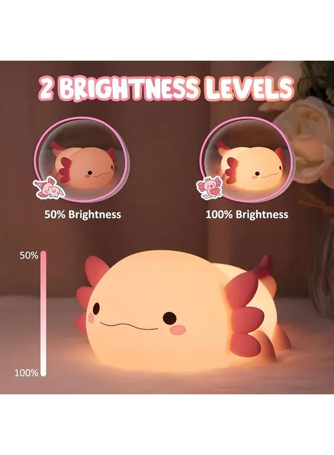 Axolotl Night Light USB Rechargeable Hexagonal Dinosaur Silicone Lamp Kids Room Decor Gift - Image 1
