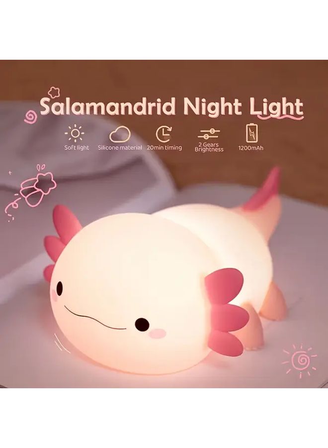 Axolotl Night Light USB Rechargeable Hexagonal Dinosaur Silicone Lamp Kids Room Decor Gift - Image 4