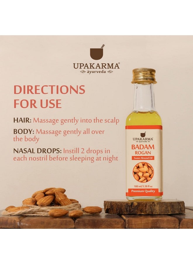 UPAKARMA Badam Oil | Pure and Natural Cold Pressed Sweet Almond/Badam Rogan Oil | Promotes Skin & Hair Health, 100ml - Pack of 1 - Image 4