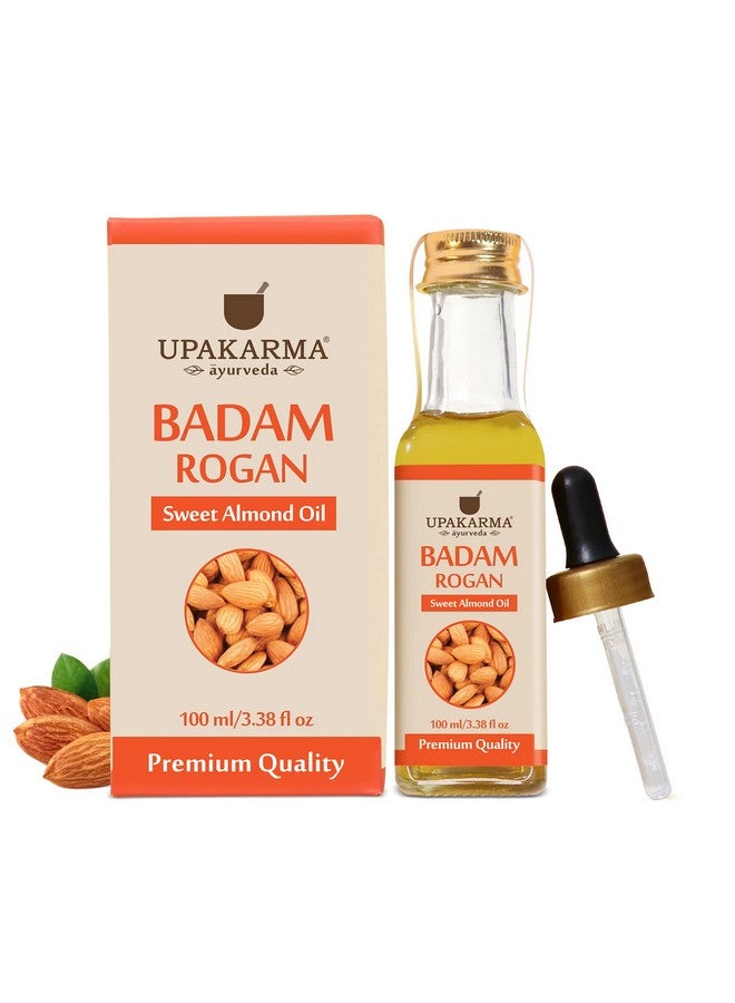 UPAKARMA Badam Oil | Pure and Natural Cold Pressed Sweet Almond/Badam Rogan Oil | Promotes Skin & Hair Health, 100ml - Pack of 1 - Image 1