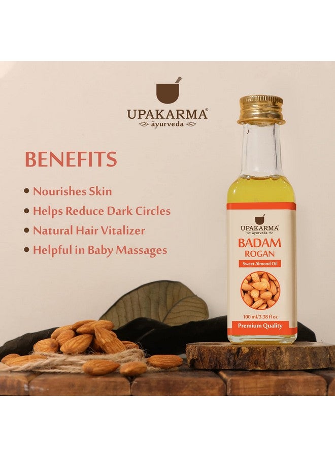 UPAKARMA Badam Oil | Pure and Natural Cold Pressed Sweet Almond/Badam Rogan Oil | Promotes Skin & Hair Health, 100ml - Pack of 1 - Image 3