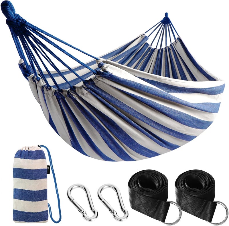 Anyoo Cotton Hammock Portable Camping Hammocks for Hanging Sturdy Garden Comfortable Fabric Hammock with Tree Straps Up to 660lbs with Travel Bag for Camping Outdoor/Indoor Patio Backyard - Image 1