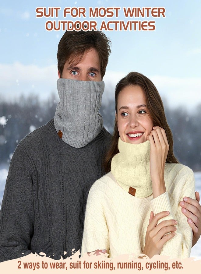 Goocoz Mens Scarf Winter Neck Gaiters 3PCS, Knit Neck Warmer with Thick Fleece Lining Scarves, Cold Weather Gear for Men Ski, Pink/White/Oatmeal, M - Image 5