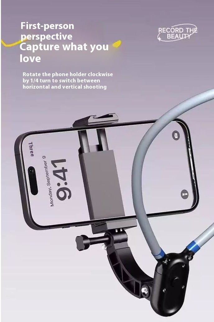 Neck-Mounted Phone Stand (POV/Vlog Selfie Stand), Hands-Free Neck-Mounted Phone Stand, Chest Strap, Suitable for IPhone 15, 14, 13, 12 Series and Android Phones (grey) - Image 1