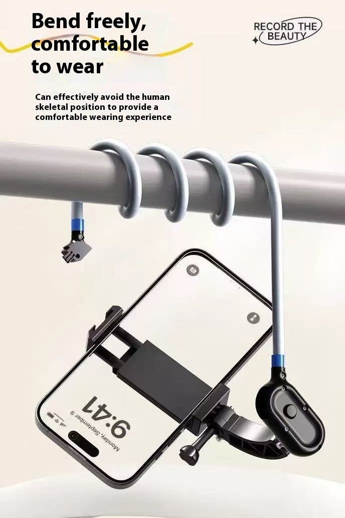 Neck-Mounted Phone Stand (POV/Vlog Selfie Stand), Hands-Free Neck-Mounted Phone Stand, Chest Strap, Suitable for IPhone 15, 14, 13, 12 Series and Android Phones (grey) - Image 5