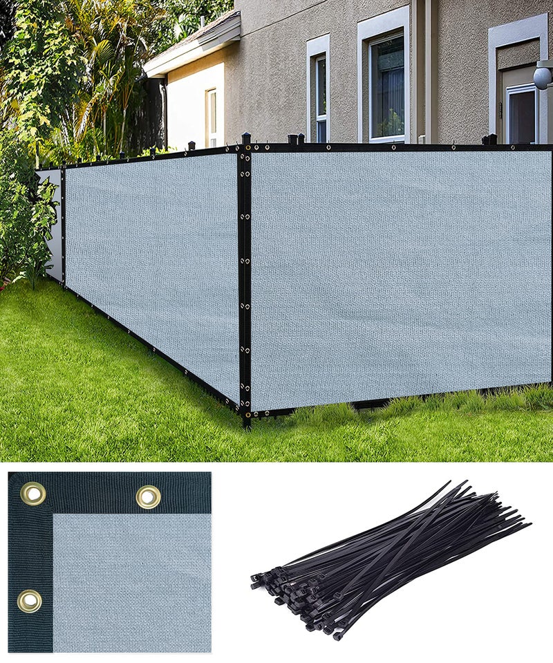 FREDDO Privacy Screen Fence Shade Net for Balcony, Garden, Terrace & Outdoor Fence – Heavy Duty with Polyester Band, Brass Eyelets & Tie Cords (Grey, 5.8 x 12 Ft) - Image 1