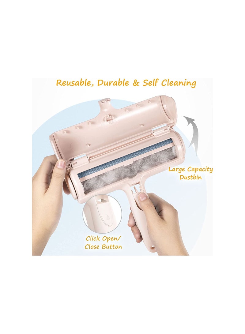 Pet Hair Remover for Furniture/Bed, Reusable Dog Hair Remover Roller for Dog & Cat, Self-Cleaning, No Adhesive or Sticky Tape Needed, Perfect Fur Remover for Couch (Champagne Pink) - Image 3