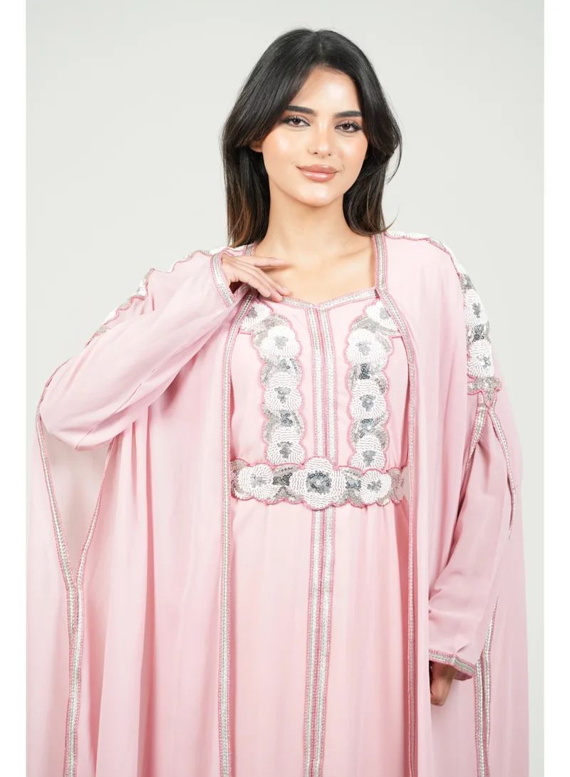 البنت الشرقية قفطان مغربي مطرز فستان مع حزام على الخسر