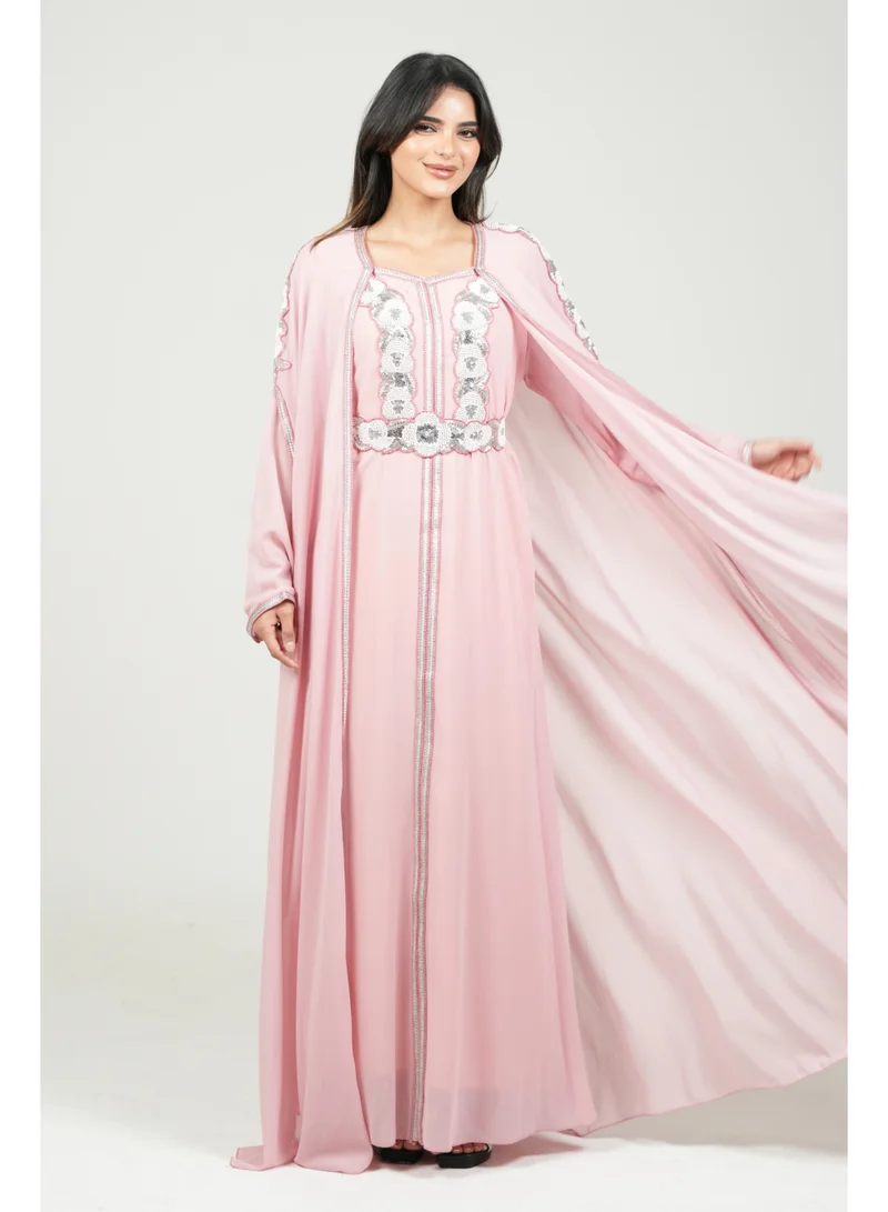 Al Bent Al Sharqieh PINK embroidered kaftan dress jalabia for Women | Best Price UAE