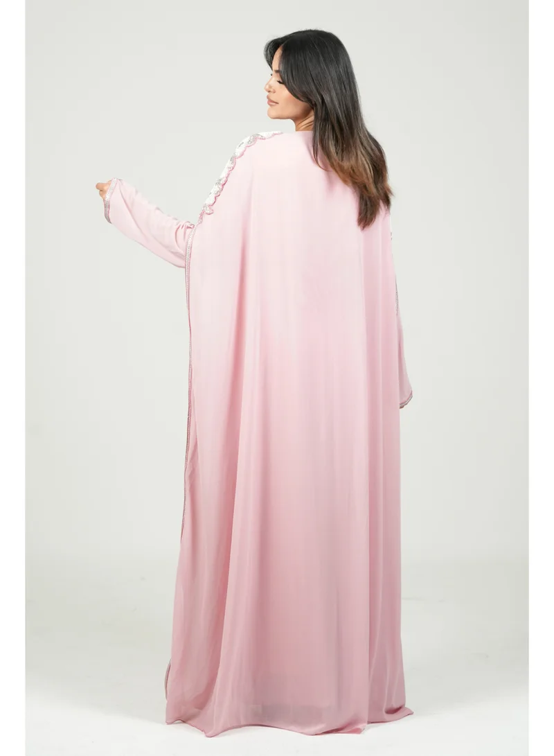 Al Bent Al Sharqieh PINK embroidered kaftan dress jalabia for Women | Best Price UAE