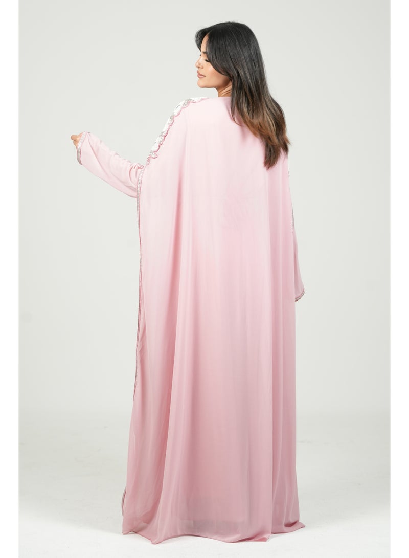 البنت الشرقية قفطان مغربي مطرز فستان مع حزام على الخسر - Image 5