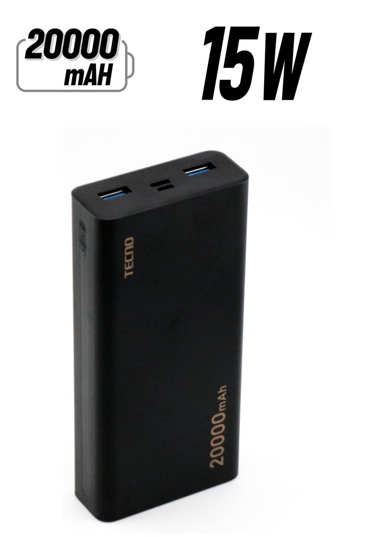Raxoom 20,000mAh Portable Power Bank, 10K USB-C portable charger with 1 USB-C port and 2 USB-A ports, battery pack for up to 15W charging for iPhone, Samsung Galaxy, EarPods, iPad  - Image 1
