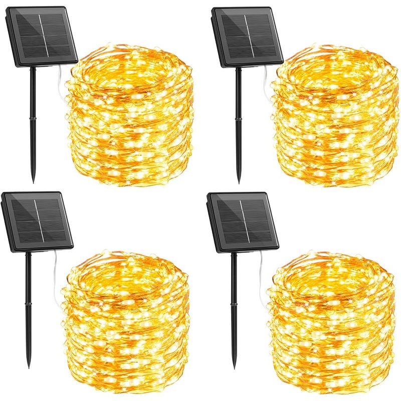 Brightown Solar String Lights Outdoor Waterproof, 4 Packs Total 132 Ft 400 LED Solar Fairy Lights with 8 Modes, Twinkle Solar Powered Outdoor Lights for Patio Yard Trees Wedding Christmas, Warm White - Image 1
