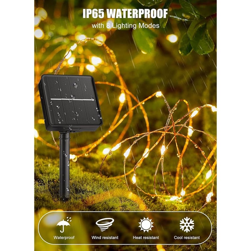 Brightown Solar String Lights Outdoor Waterproof, 4 Packs Total 132 Ft 400 LED Solar Fairy Lights with 8 Modes, Twinkle Solar Powered Outdoor Lights for Patio Yard Trees Wedding Christmas, Warm White - Image 3