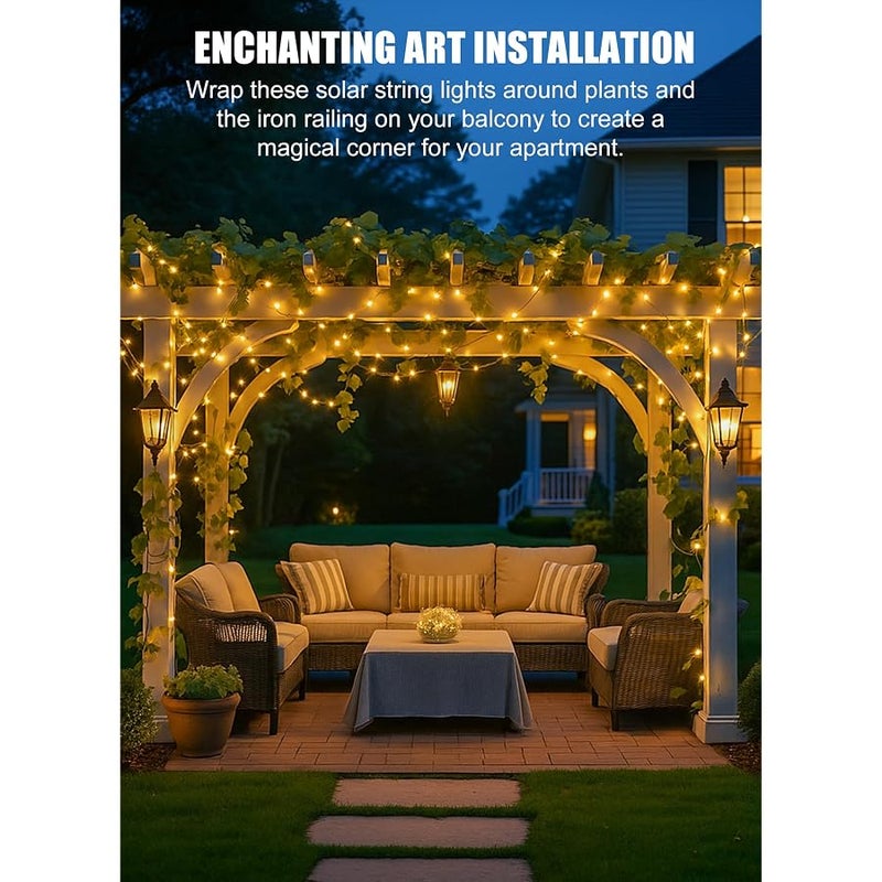 Brightown Solar String Lights Outdoor Waterproof, 4 Packs Total 132 Ft 400 LED Solar Fairy Lights with 8 Modes, Twinkle Solar Powered Outdoor Lights for Patio Yard Trees Wedding Christmas, Warm White - Image 4