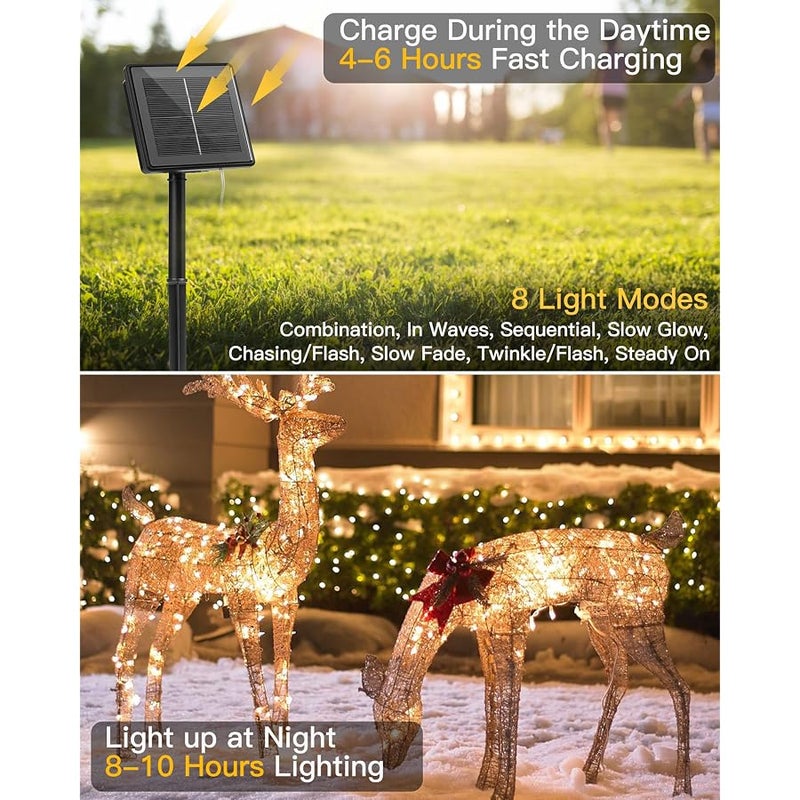 Brightown Solar String Lights Outdoor Waterproof, 4 Packs Total 132 Ft 400 LED Solar Fairy Lights with 8 Modes, Twinkle Solar Powered Outdoor Lights for Patio Yard Trees Wedding Christmas, Warm White - Image 2