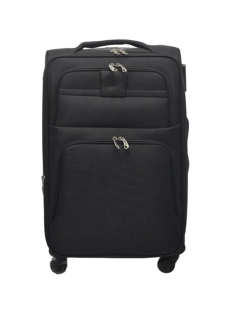 شنطة سفر بعجلات مقاس 20 بوصة – بوليستر أسود – خفيفة الوزن – مناسبة لكابينة الطائرة - Image 1