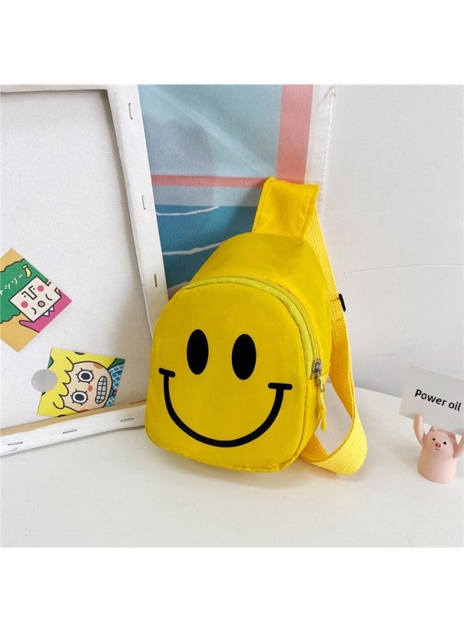 Children's Bag Smiley Crossbody Bag 2025 Fashion Composite Cloth Chest Bag Kindergarten Baby Boys And Girls Backpack-Color:Yellow - Image 1