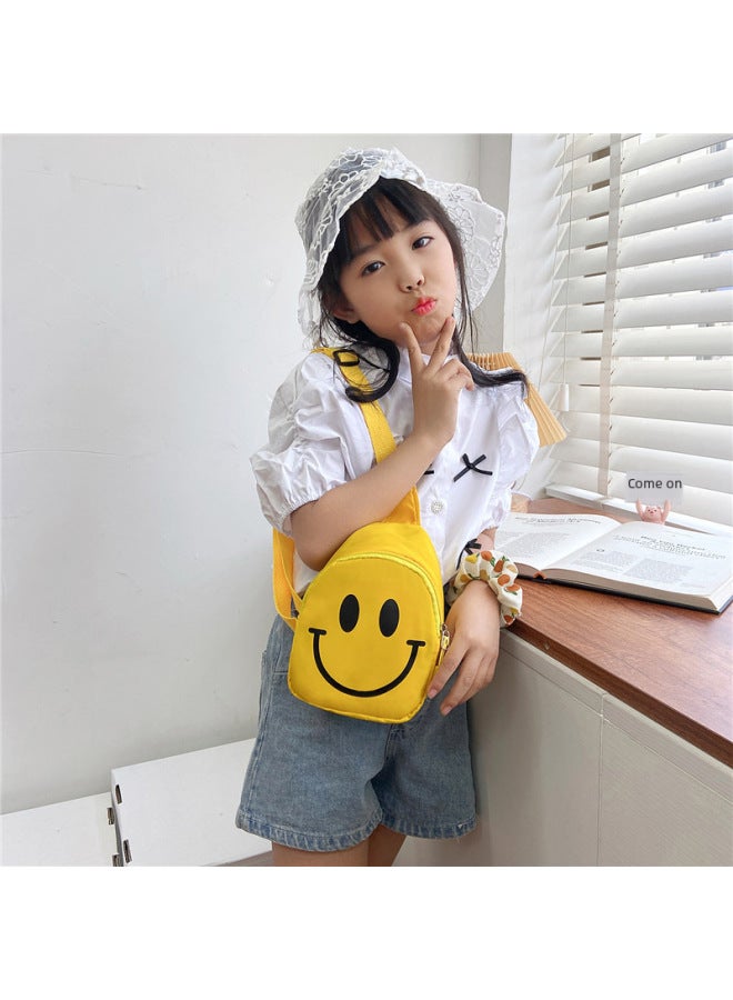 Children's Bag Smiley Crossbody Bag 2025 Fashion Composite Cloth Chest Bag Kindergarten Baby Boys And Girls Backpack-Color:Yellow - Image 3