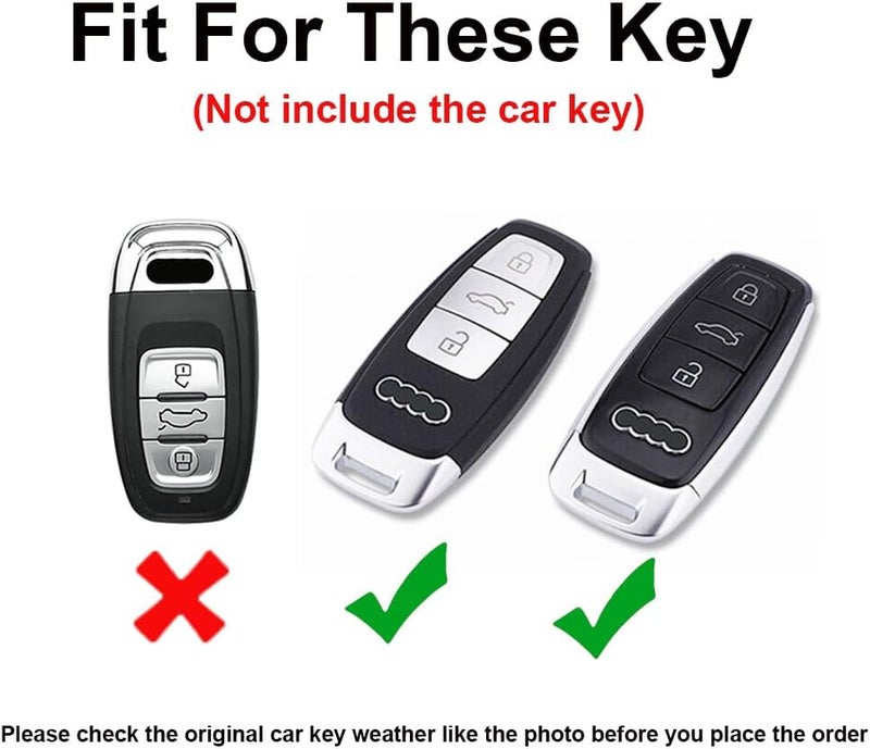 TECART Zinc Alloy Key Case for Audi Models with Leather Keyring Accessories - Image 2