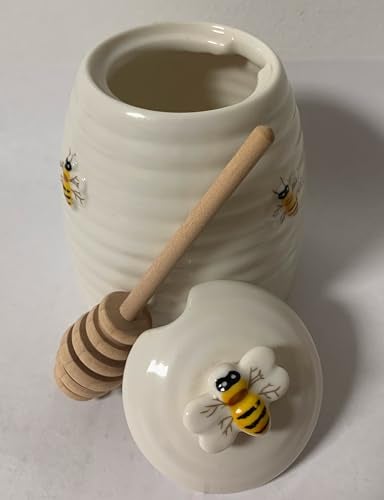 JBK Pottery Honey Pot with Beehive Design Holds 1 12 Cups Measures 35 x 45 Decorative Counter Gift - Image 1