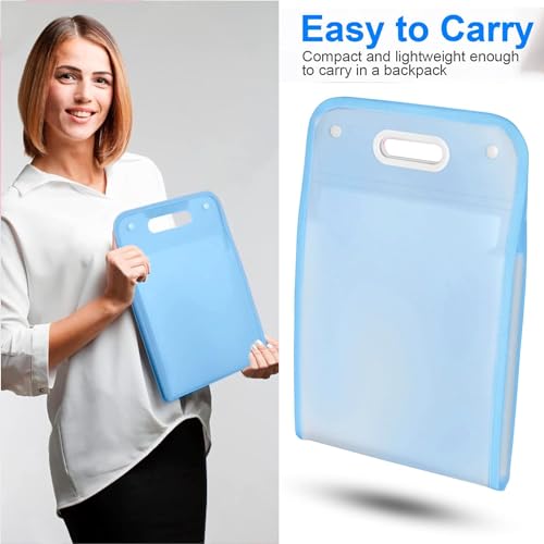 FEXONXA 13 Pocket Vertical Expanding File Folder – A4 Letter Size Document Organizer – Durable Accordion File Folder – Portable Storage for Office Home and School – Blue - Image 2