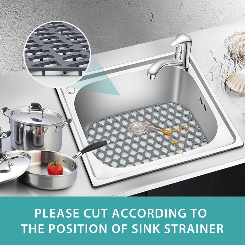 SAMSIER Silicone Sink Protectors for Kitchen Sink, Multiple Sizes Mats Grids for Bottom of Farmhouse Stainless Steel Porcelain Sinks (16.7â€x12.5â€) - Image 2