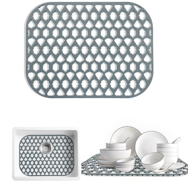 SAMSIER Silicone Sink Protectors for Kitchen Sink, Multiple Sizes Mats Grids for Bottom of Farmhouse Stainless Steel Porcelain Sinks (16.7â€x12.5â€) - Image 1