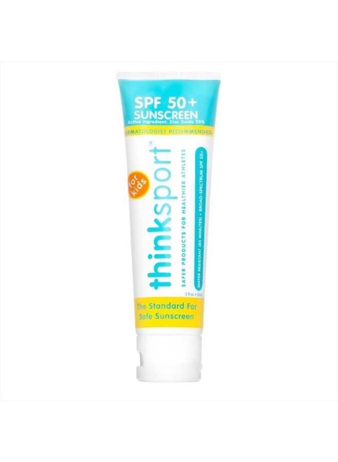 Thinksport Kids SPF 50+ Mineral Sunscreen Safe, Natural Sunblock for Children - Water Resistant Sun Cream Broad Spectrum UVA/UVB Sun Protection Vegan, Reef Friendly Sun Lotion, 3oz - Image 1