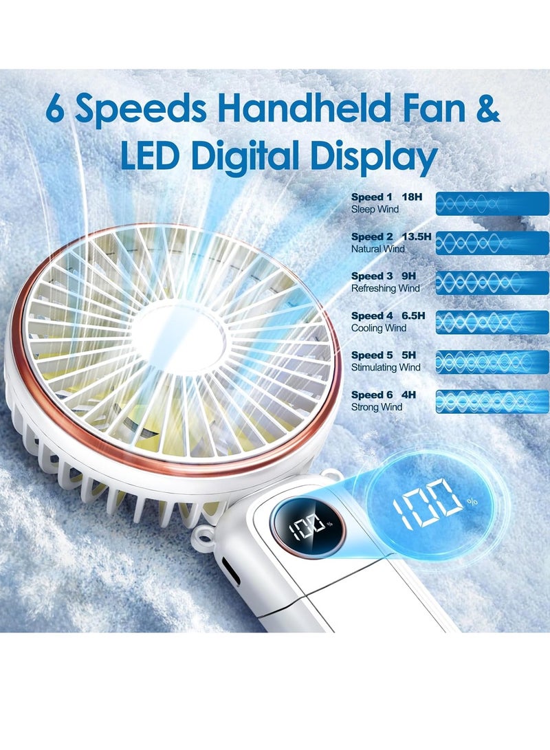 general Portable Handheld Fan,5200mAh Personal Fan with LED Display,3-in-1 180° Foldable Mini Fan with 6 Speed,Desk Fan Rechargeable Hand Held Fan for Lash - Image 2