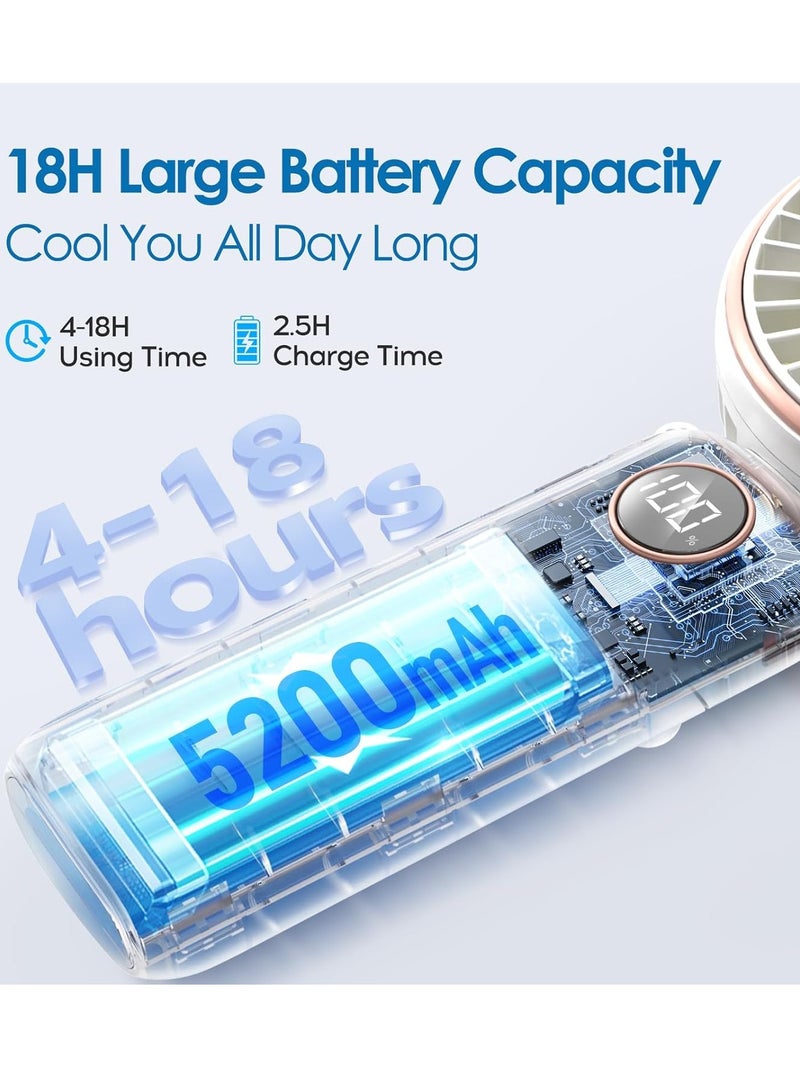 general Portable Handheld Fan,5200mAh Personal Fan with LED Display,3-in-1 180° Foldable Mini Fan with 6 Speed,Desk Fan Rechargeable Hand Held Fan for Lash - Image 3