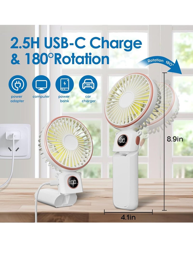 general Portable Handheld Fan,5200mAh Personal Fan with LED Display,3-in-1 180° Foldable Mini Fan with 6 Speed,Desk Fan Rechargeable Hand Held Fan for Lash - Image 4