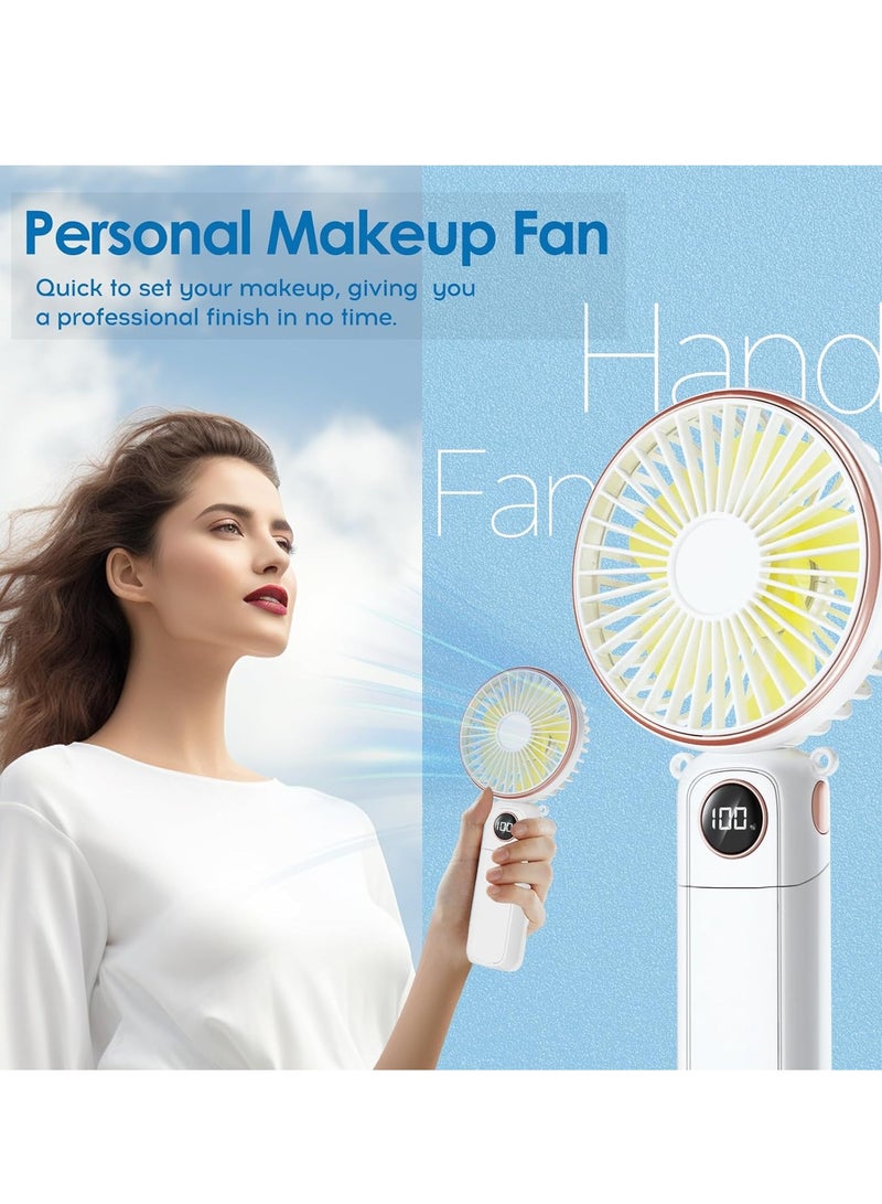 general Portable Handheld Fan,5200mAh Personal Fan with LED Display,3-in-1 180° Foldable Mini Fan with 6 Speed,Desk Fan Rechargeable Hand Held Fan for Lash - Image 5