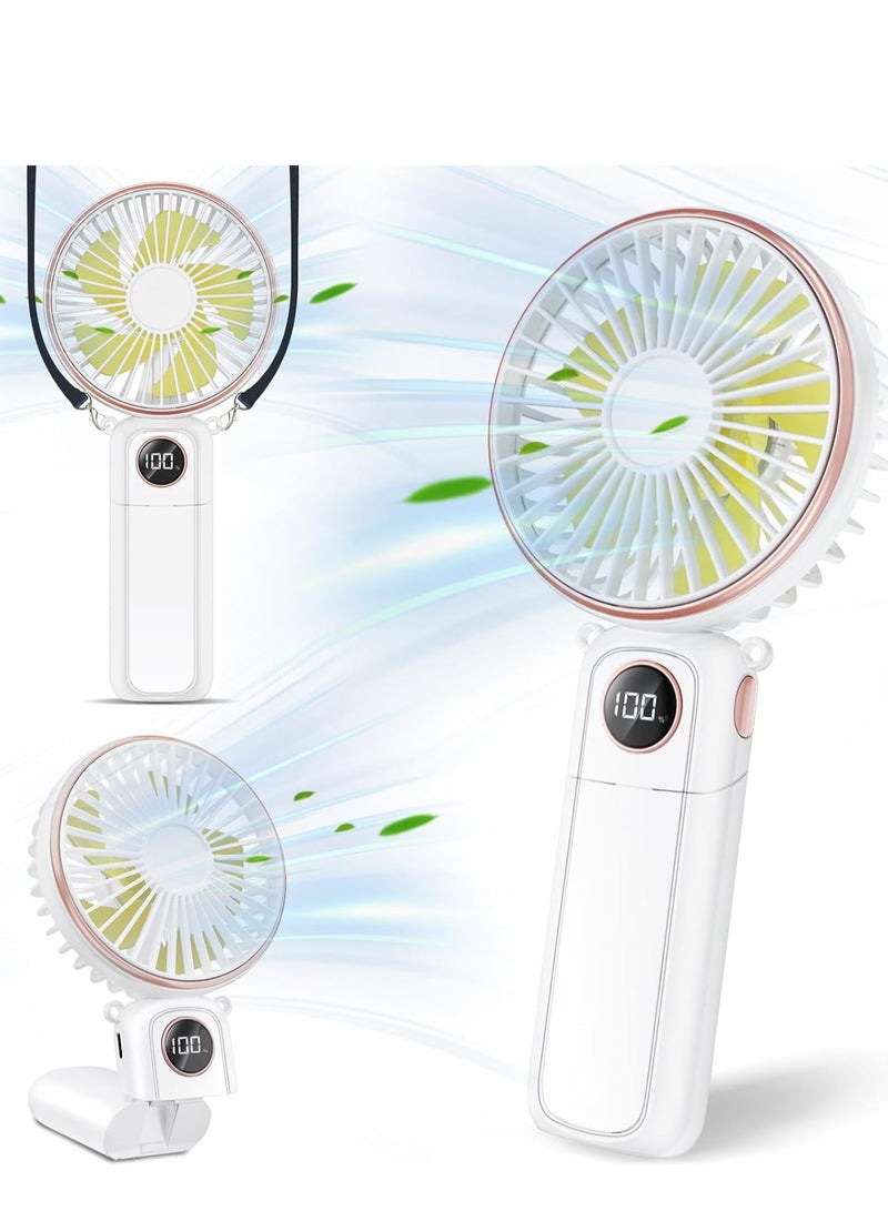 general Portable Handheld Fan,5200mAh Personal Fan with LED Display,3-in-1 180° Foldable Mini Fan with 6 Speed,Desk Fan Rechargeable Hand Held Fan for Lash - Image 1