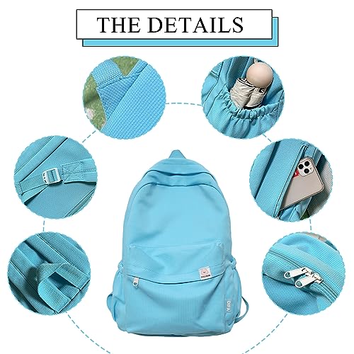 Extolove Cute Aesthetic Backpack Y2K Simple Solid Color Kawaii Backpacks Travel Laptop Backpack (Black) - Image 4