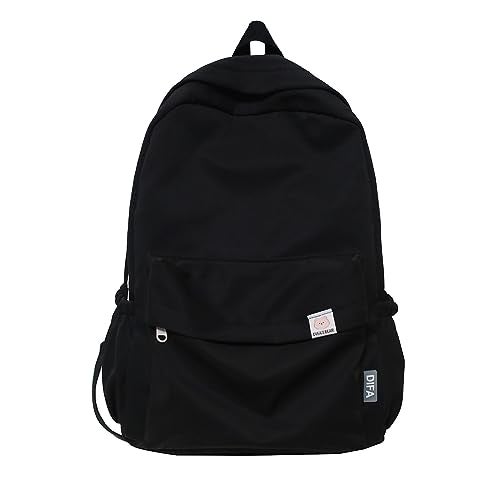 Extolove Cute Aesthetic Backpack Y2K Simple Solid Color Kawaii Backpacks Travel Laptop Backpack (Black) - Image 1