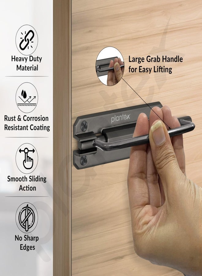 Plantex Door Stopper/5 Inch Baby Latch Kadi/Door Latch for Bathroom/Door Lock for Home/Office Doors - Pack of 1 (Satin Black) - Image 3