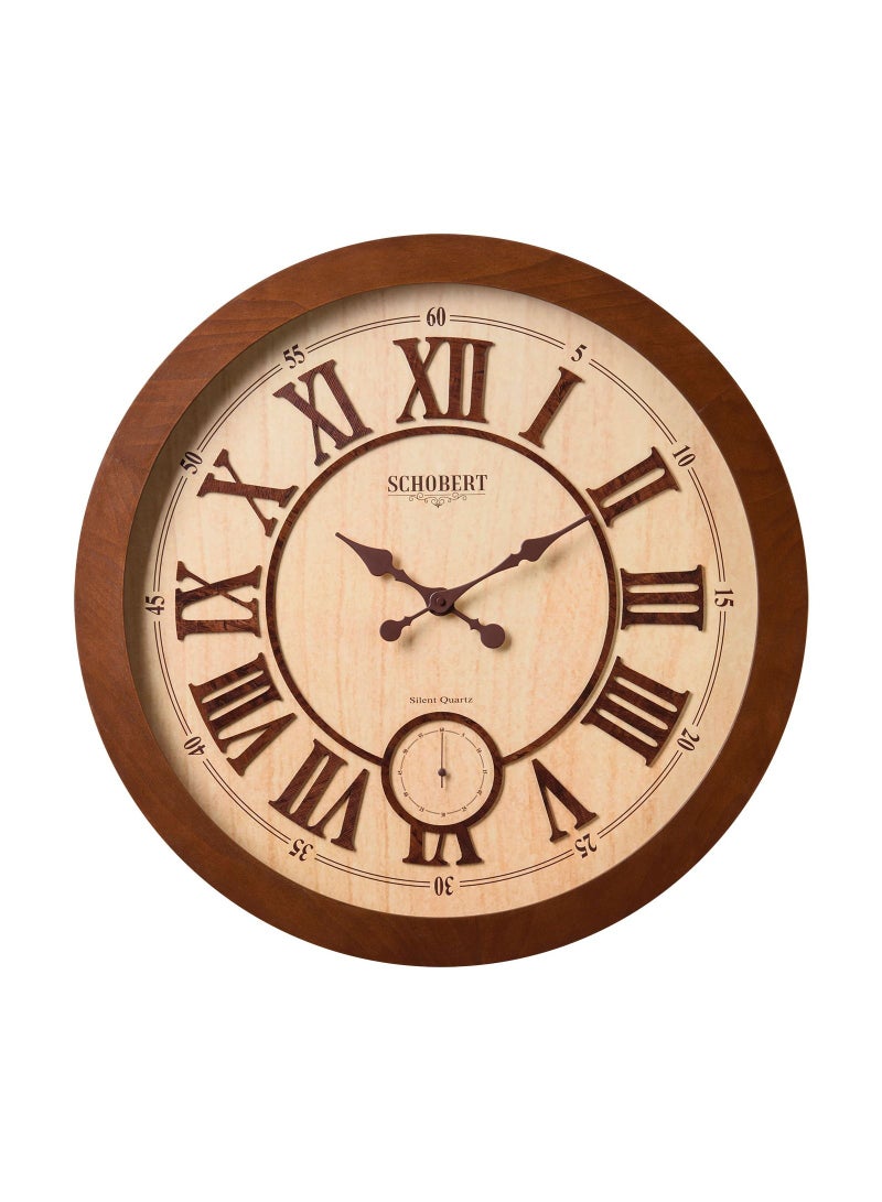 Schobert Wooden Wall Clock Italian Design 60cm Silent Silky Move Sub-Second Hand 3D Numerals - Image 1