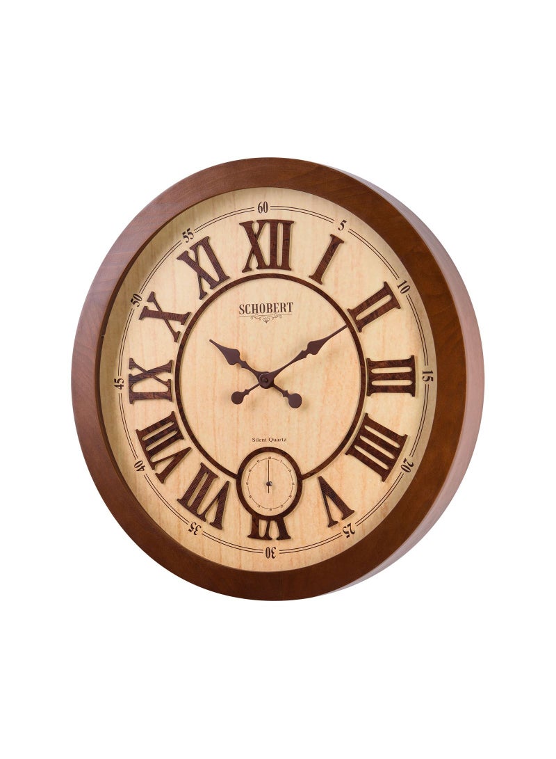 Schobert Wooden Wall Clock Italian Design 60cm Silent Silky Move Sub-Second Hand 3D Numerals - Image 2